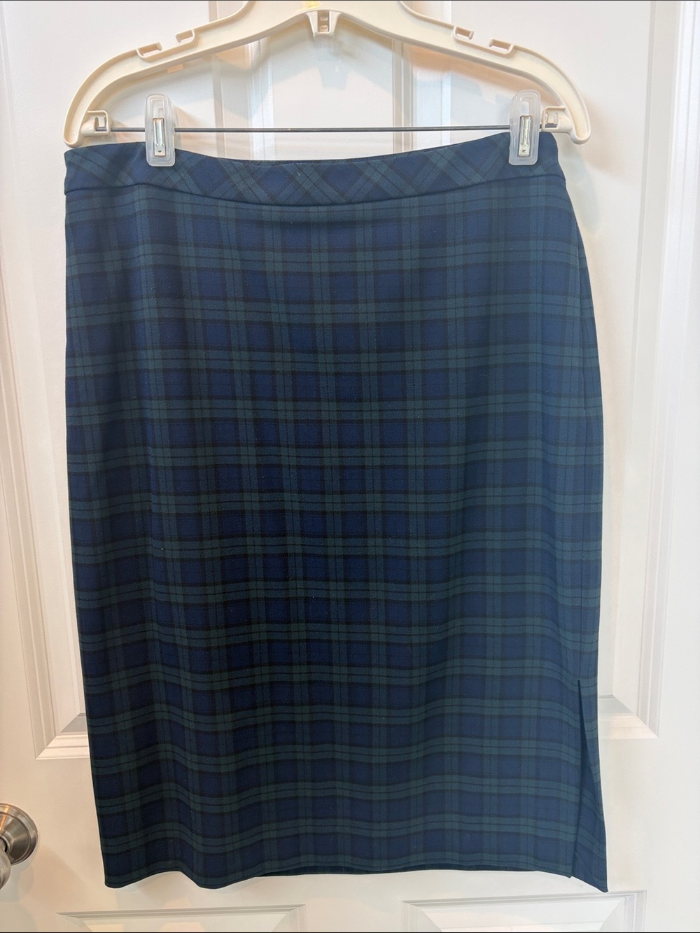 Banana Republic Navy and Green Plaid Pencil Skirt